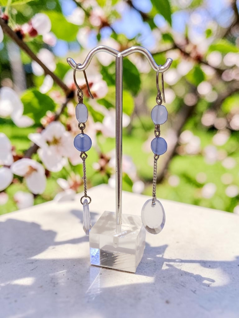 10 / $10 Delicate Blue Glass Drop Dangle Earrings